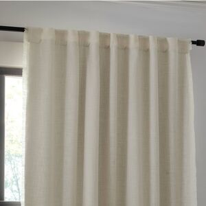 Threshold 50"x63" Blackout Slub Weave Raw Edge Curtain Panel Ivory